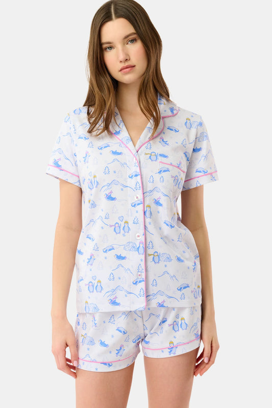 Roller Rabbit Blue Penguin Party Polo Pajamas