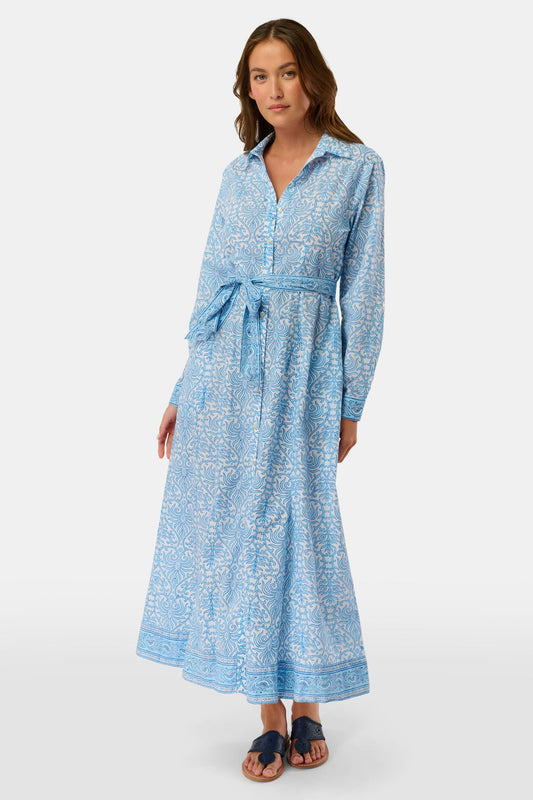 Roller Rabbit Blue Capi Geo Belted Darla Dress