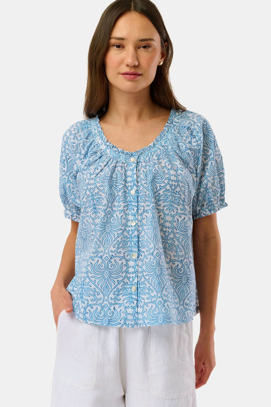 Roller Rabbit Blue Capi Geo Kylie Top