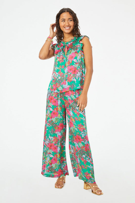Roller Rabbit Green Ashbury Floral Steffie Top