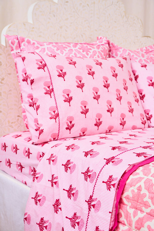 Roller Rabbit Pink Marigold Stripe Sheet Set