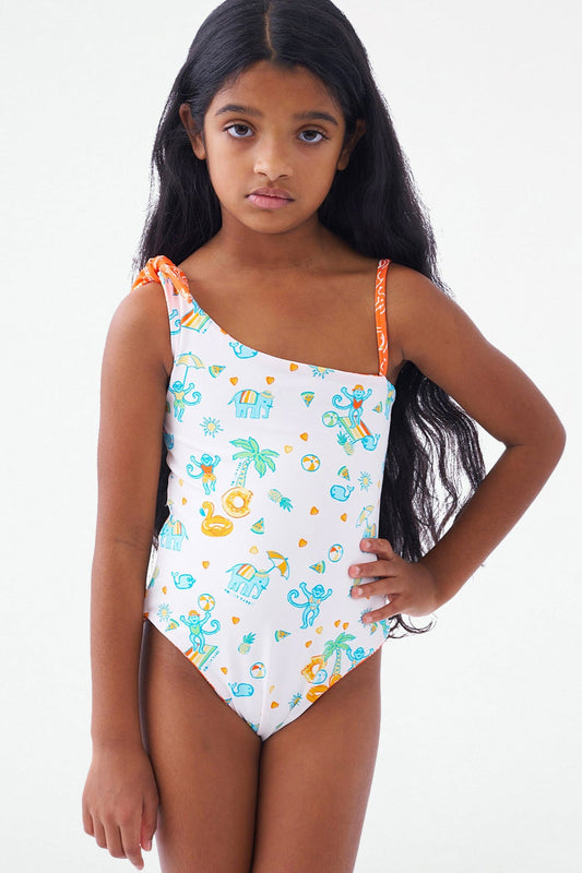 Roller Rabbit Kids Monkey/Pool Party Jacey Reversible One Piece