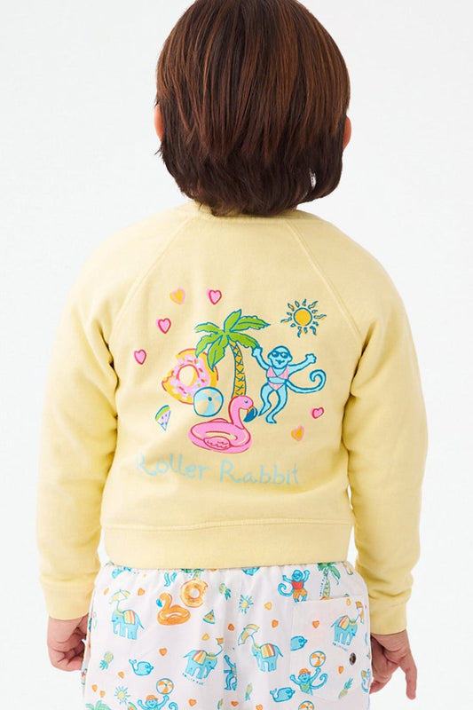 Roller Rabbit Kids Pool Party Crewneck Yellow