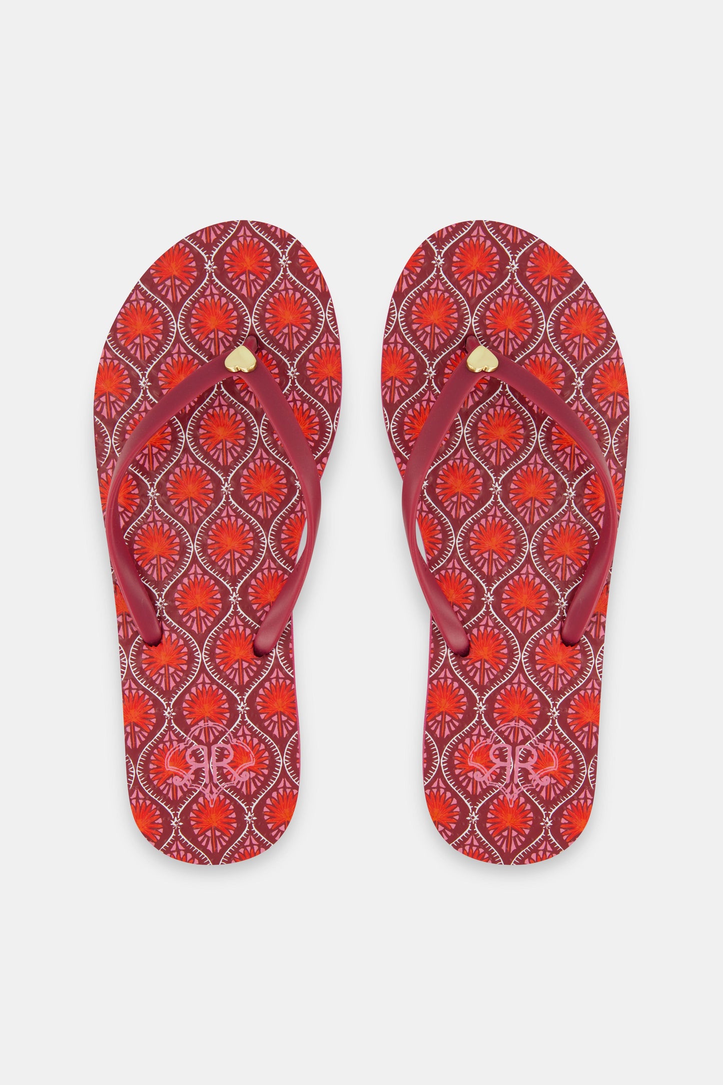 Roller Rabbit Burgundy Palm Fronds Flip Flops