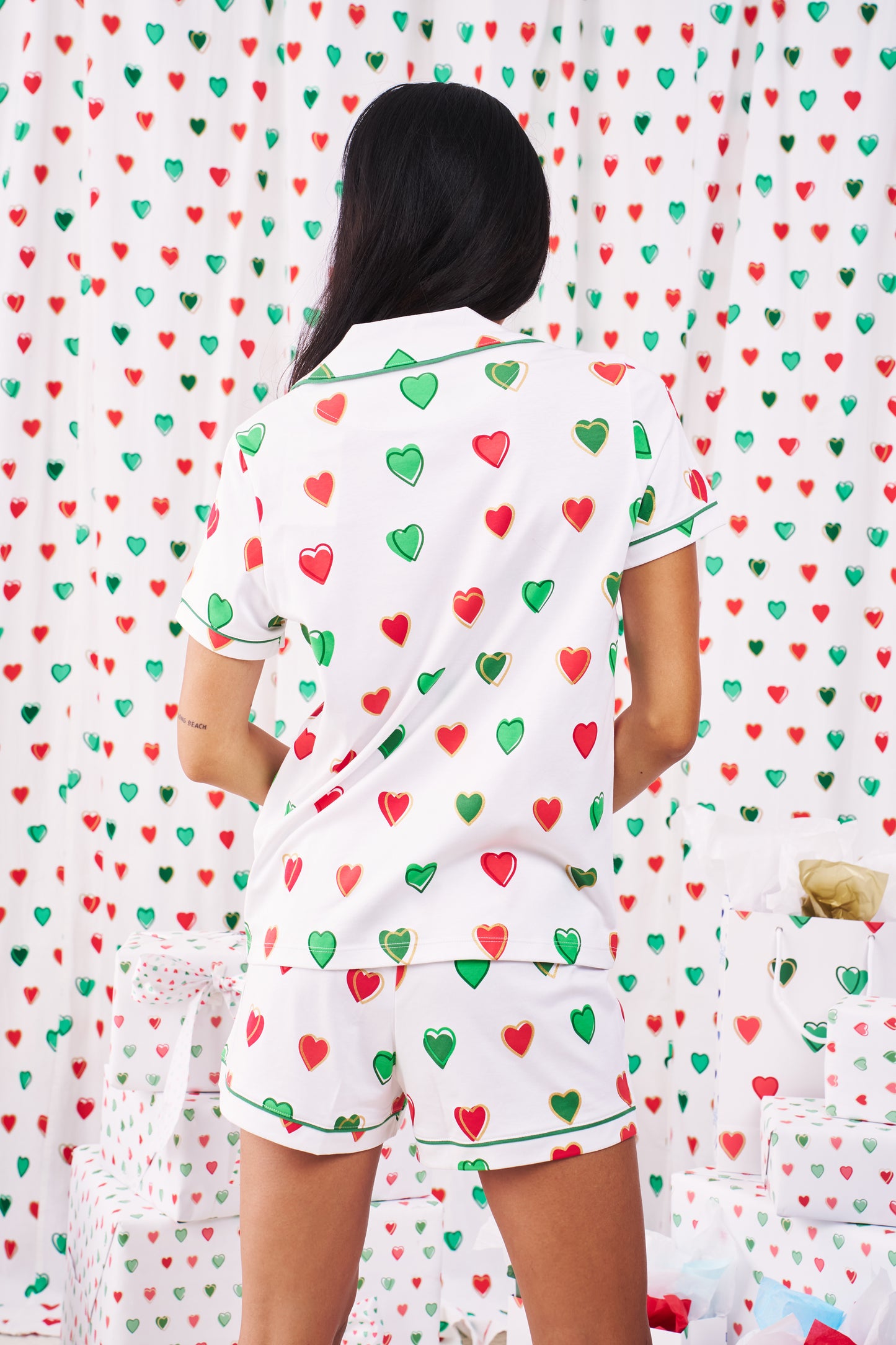 Big Holiday Hearts Polo Pajamas