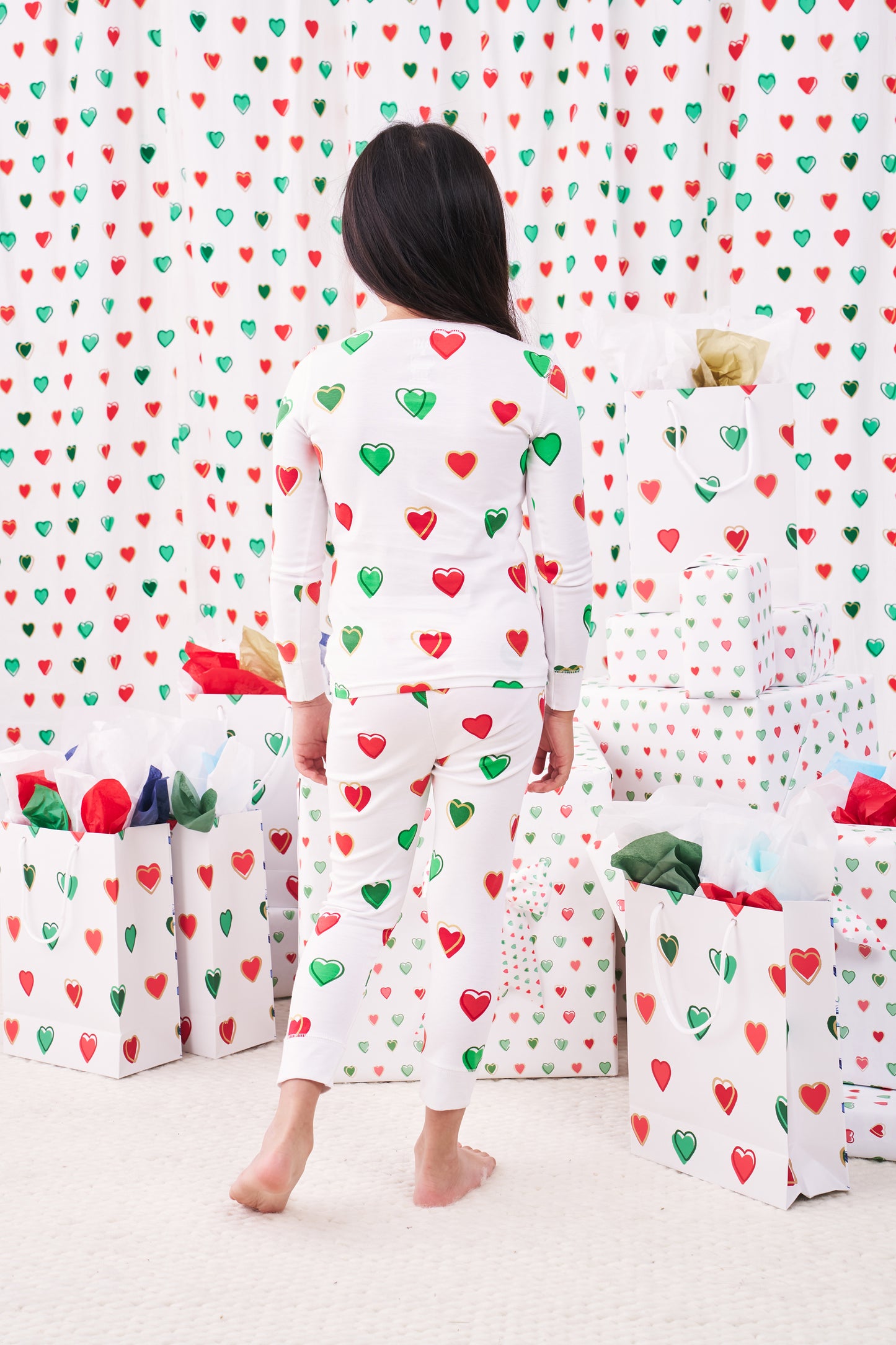Kids Big Holiday Hearts Pajamas