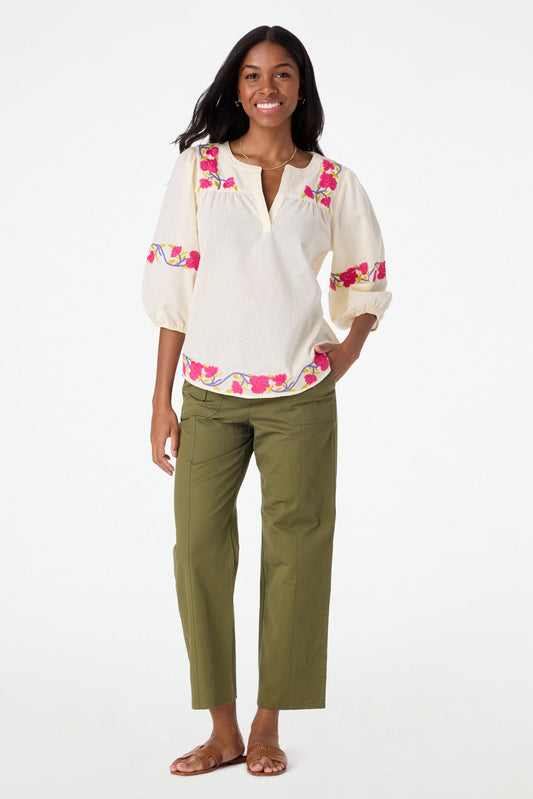 Roller Rabbit Column Embroidery Michi Top