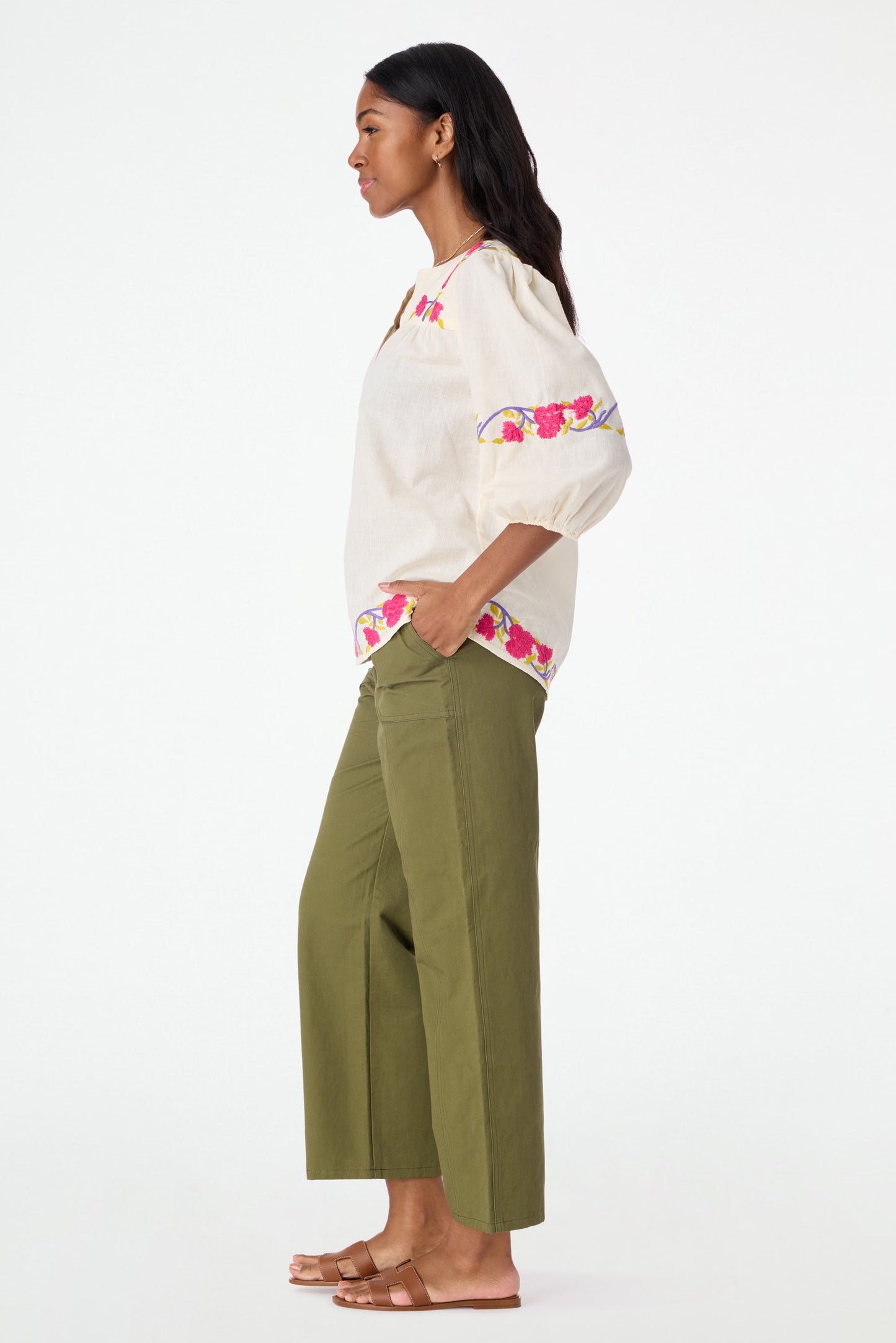 Roller Rabbit Column Embroidery Michi Top