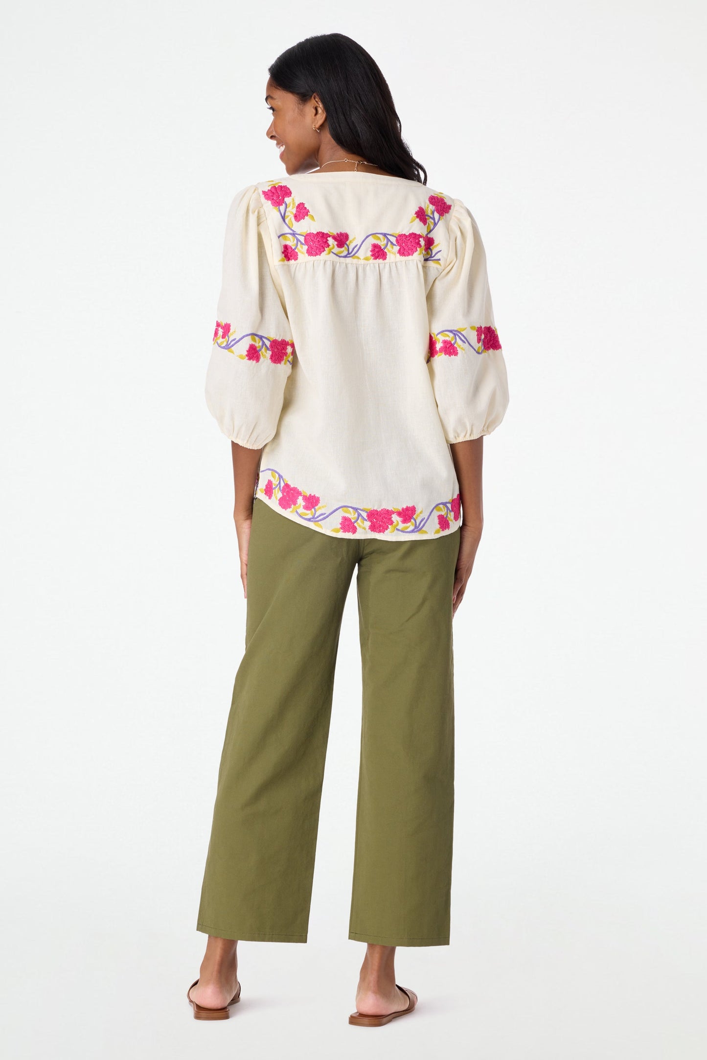 Roller Rabbit Column Embroidery Michi Top