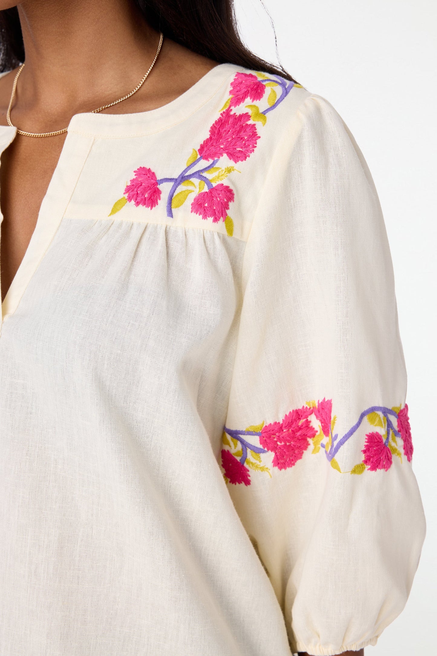 Roller Rabbit Column Embroidery Michi Top