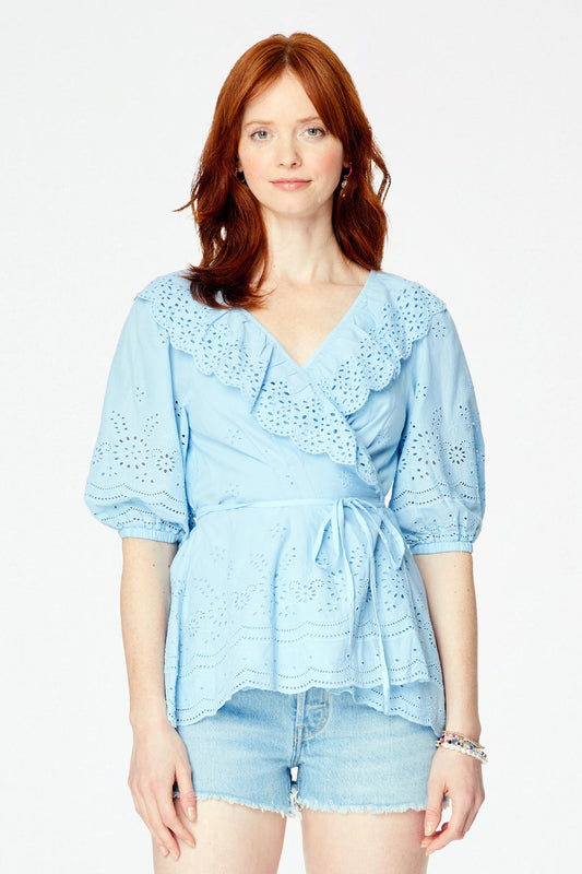 Roller Rabbit Eyelet Brita Top Blue