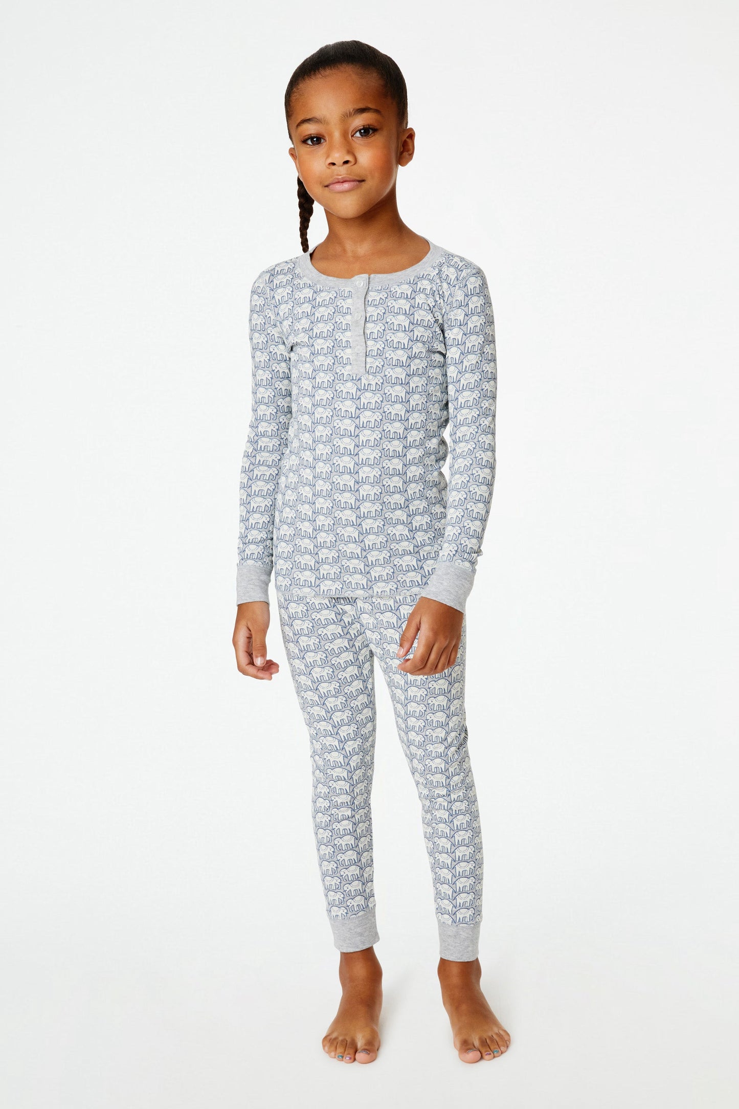 Roller Rabbit Heather Grey Kids Hathi Pajamas