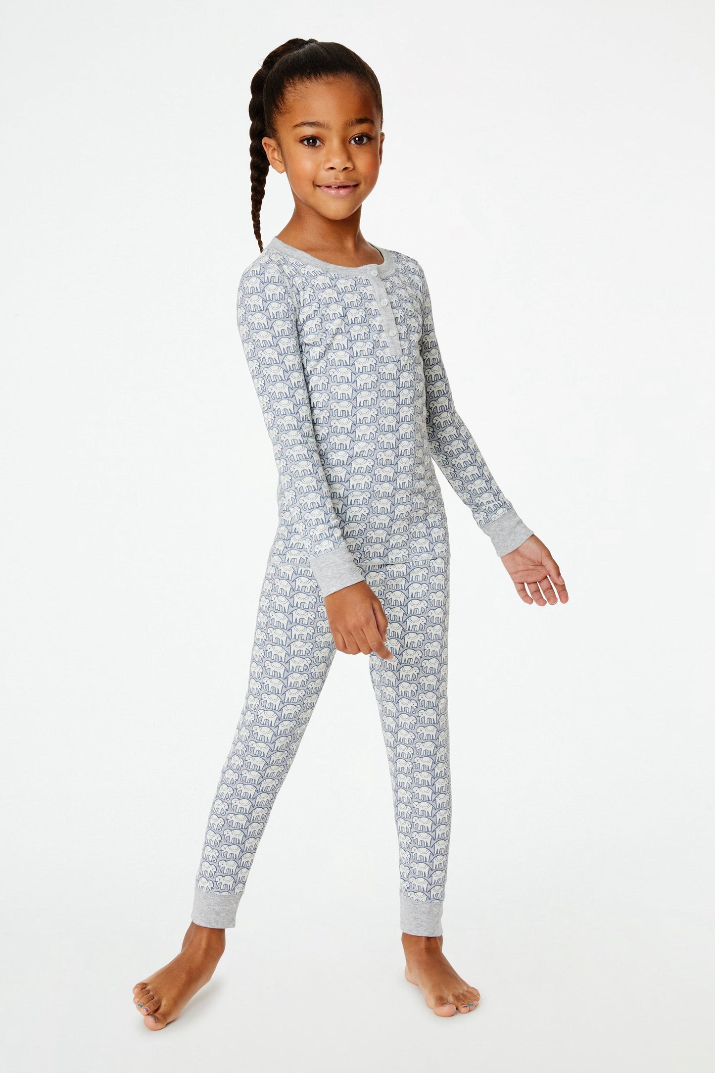 Roller Rabbit Heather Grey Kids Hathi Pajamas