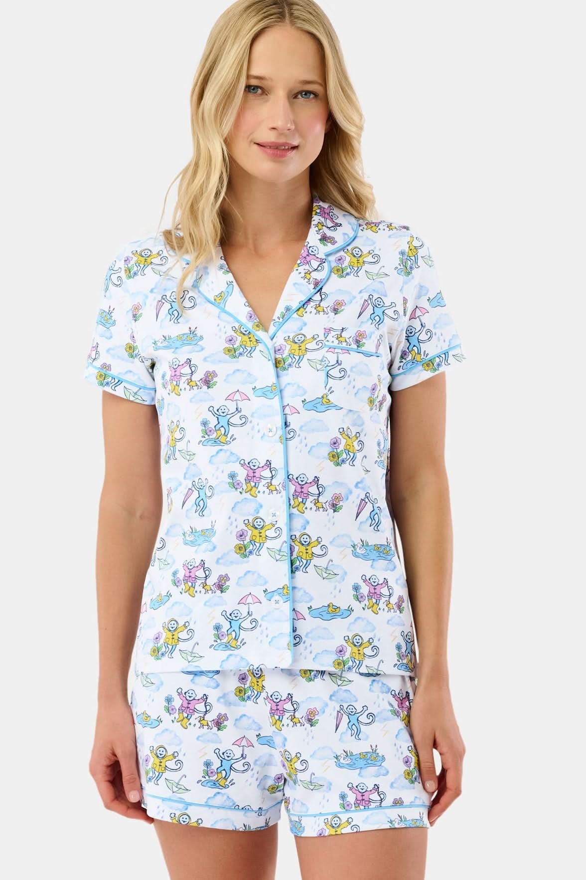 Roller Rabbit Pink April Showers Polo Pajamas