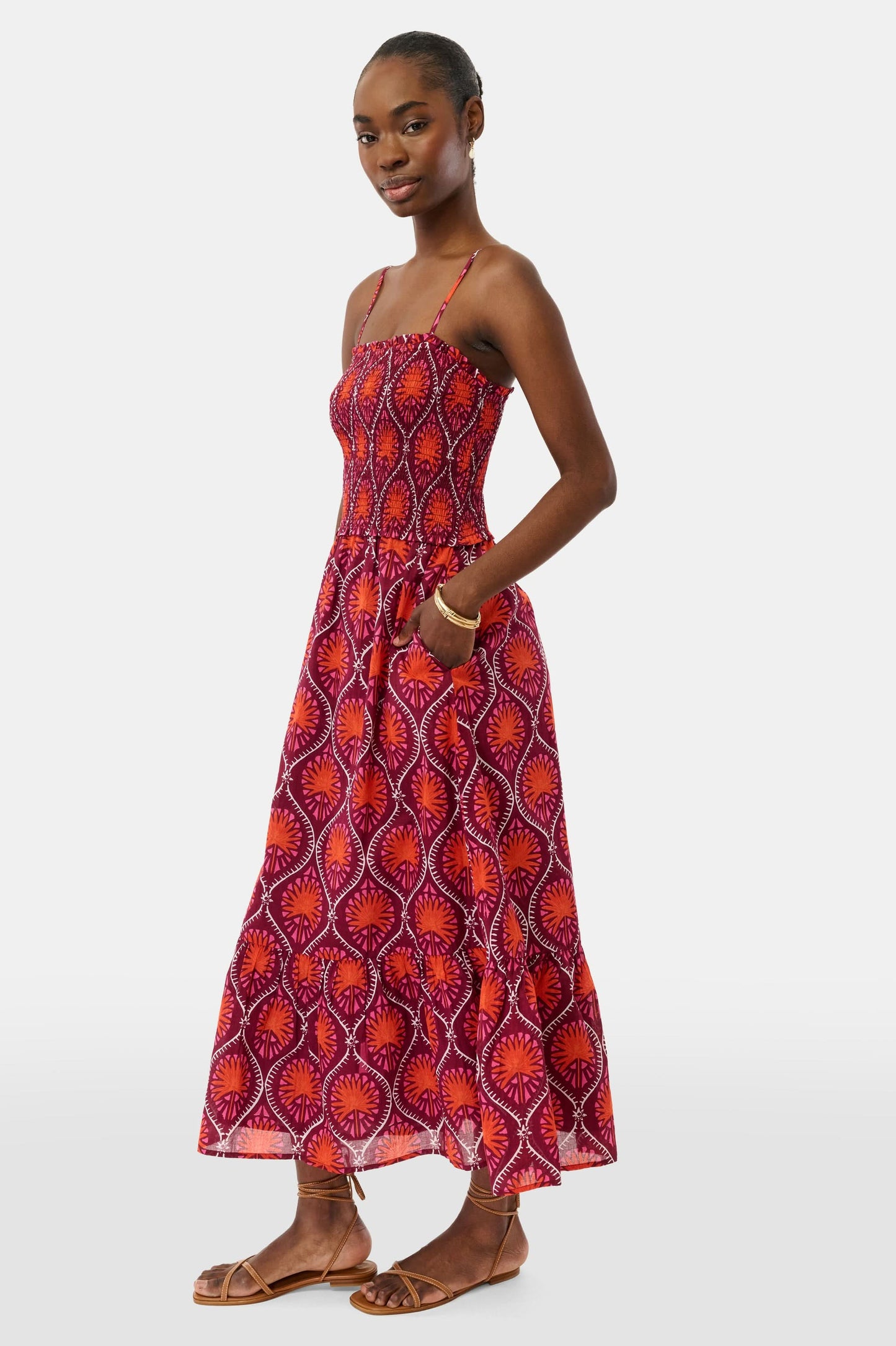 Roller Rabbit Burgundy Palm Fronds Briar Dress