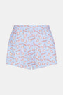 Wearing Roller Rabbit’s Breakfast In Bread Sullivan Shortie pajamas, a person stands against a white background.