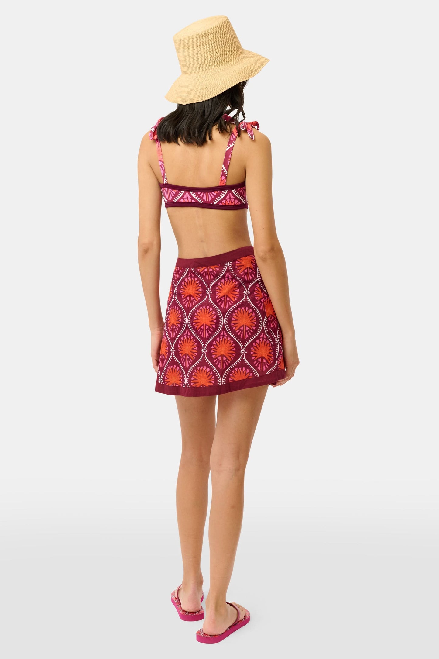 Roller Rabbit Burgundy Palm Fronds Marisol Wrap Pareo