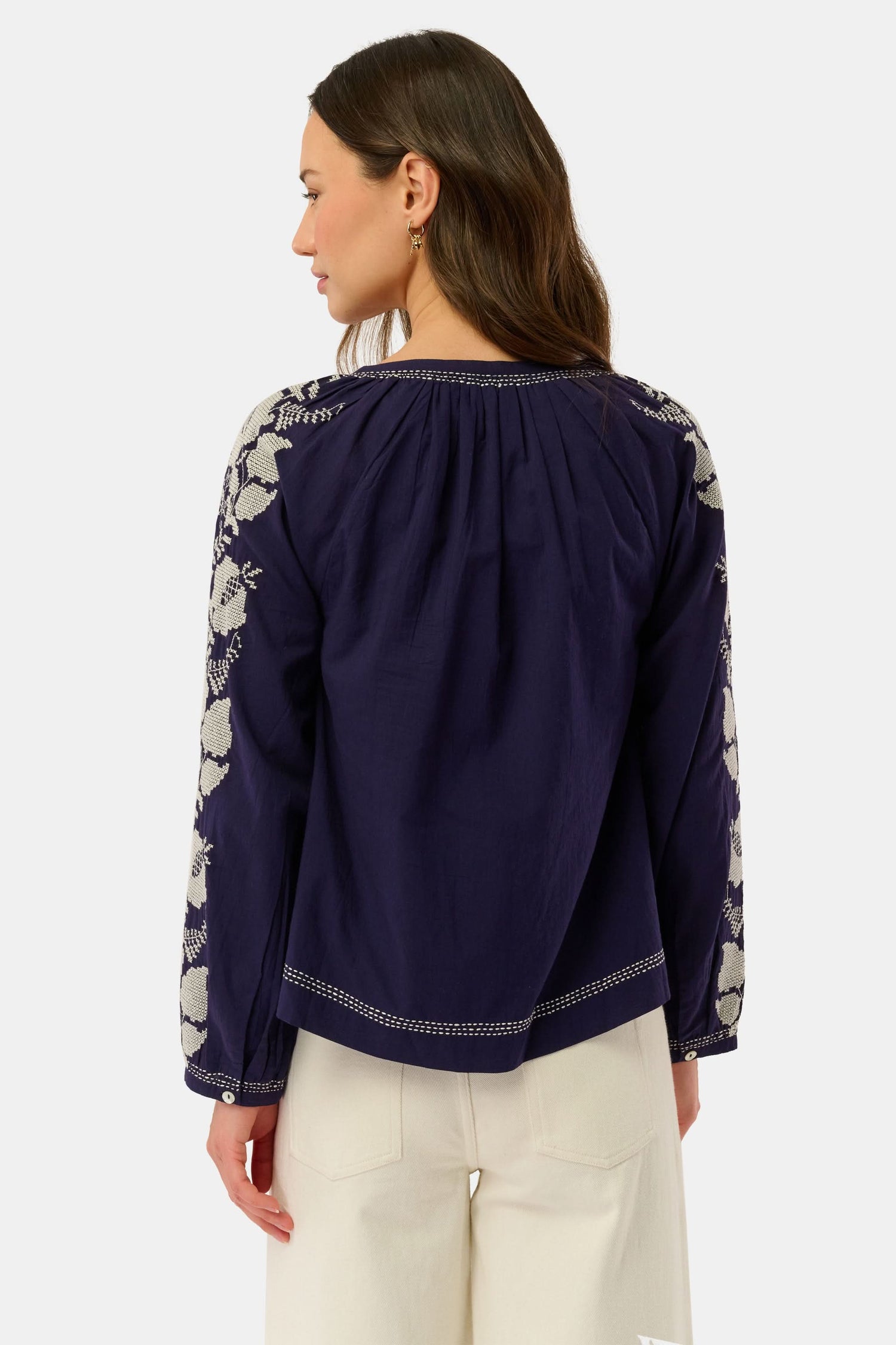 Roller Rabbit Navy Cross Stitch Vine Jayden Top