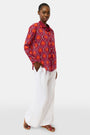 Roller Rabbit Burgundy Palm Fronds Boyfriend Shirt