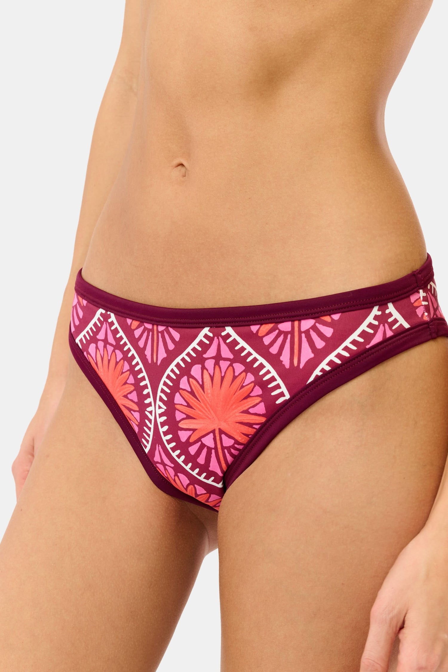 Roller Rabbit Burgundy Palm Fronds Oceana Bikini Top