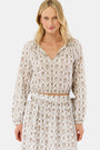Roller Rabbit Brown Infinity Floral Embroidery Stevie Top