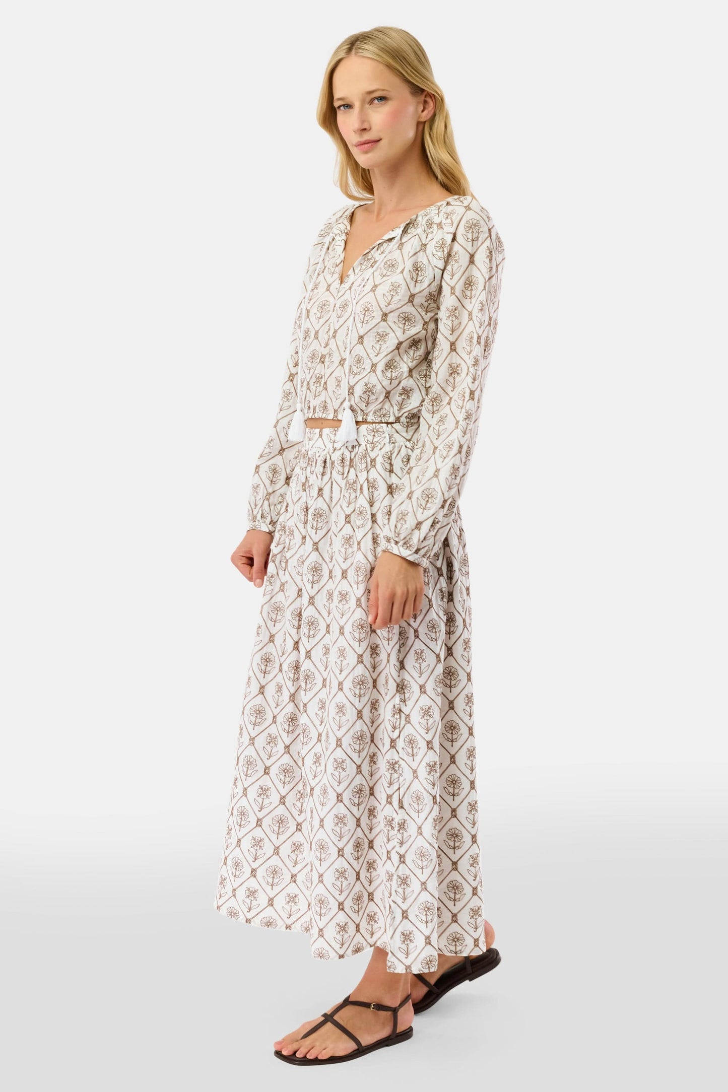 Roller Rabbit Brown Infinity Floral Embroidery Valerie Skirt