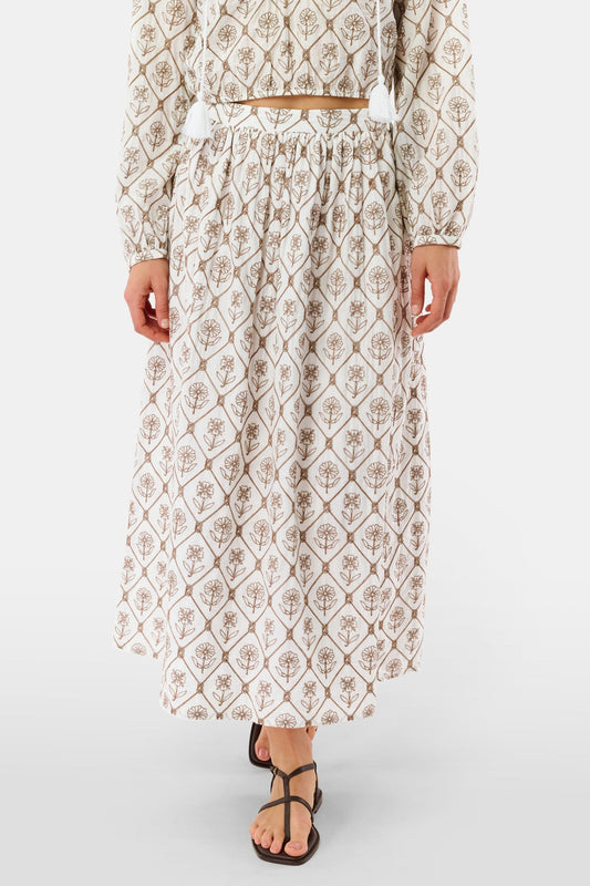 Roller Rabbit Brown Infinity Floral Embroidery Valerie Skirt