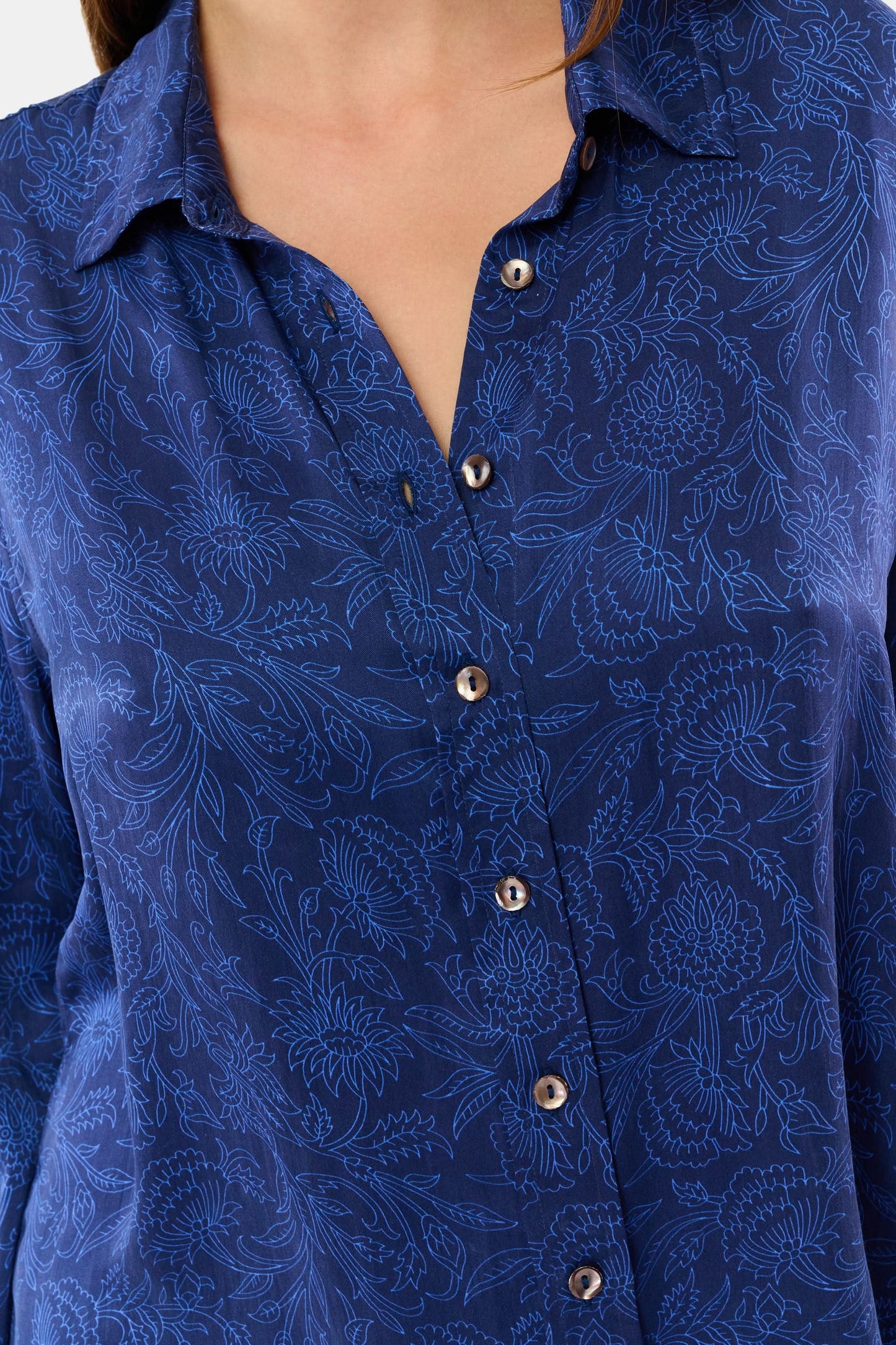 Roller Rabbit Navy Morris Floral Boyfriend Shirt
