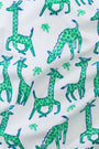 Pattern of green giraffes on a white background