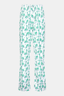 The Roller Rabbit Mens Gigi Giraffe Simon Pant features a playful green and blue giraffe print on white 100 Pima Cotton, with a comfy pull-on style, shown on a plain background.
