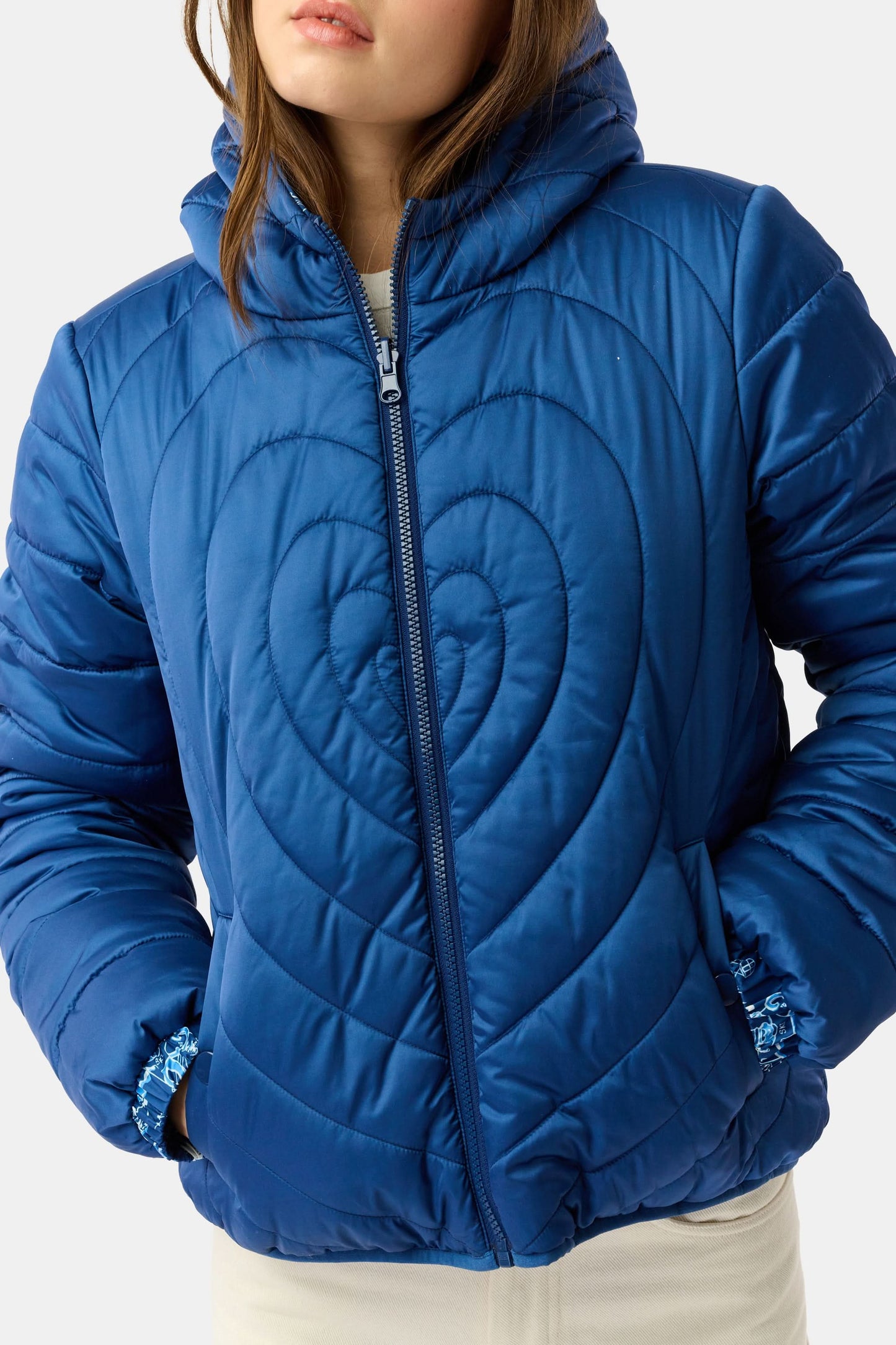 Roller Rabbit Navy Ski Toile Reversible Puffer Jacket
