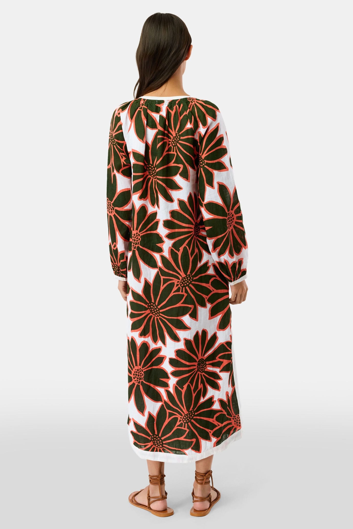 Roller Rabbit Olive Blooming Daisies Shiv Caftan