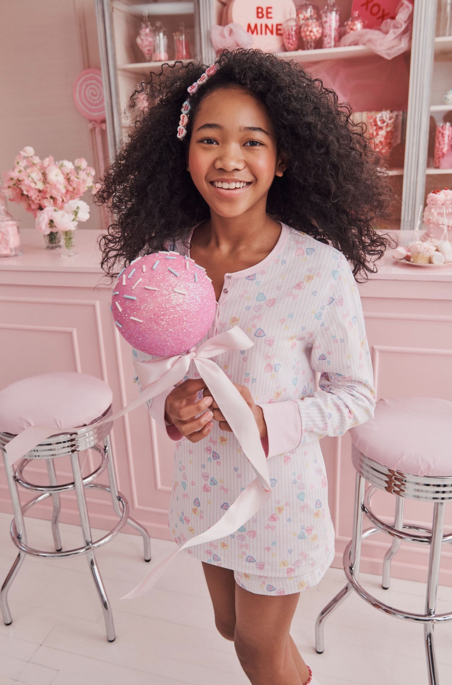 Roller Rabbit Pink Sugar Candy Heart Stripe Hunter Pajamas