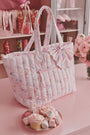 Roller Rabbit Pink Sugar Candy Heart Stripe Quilted Tote