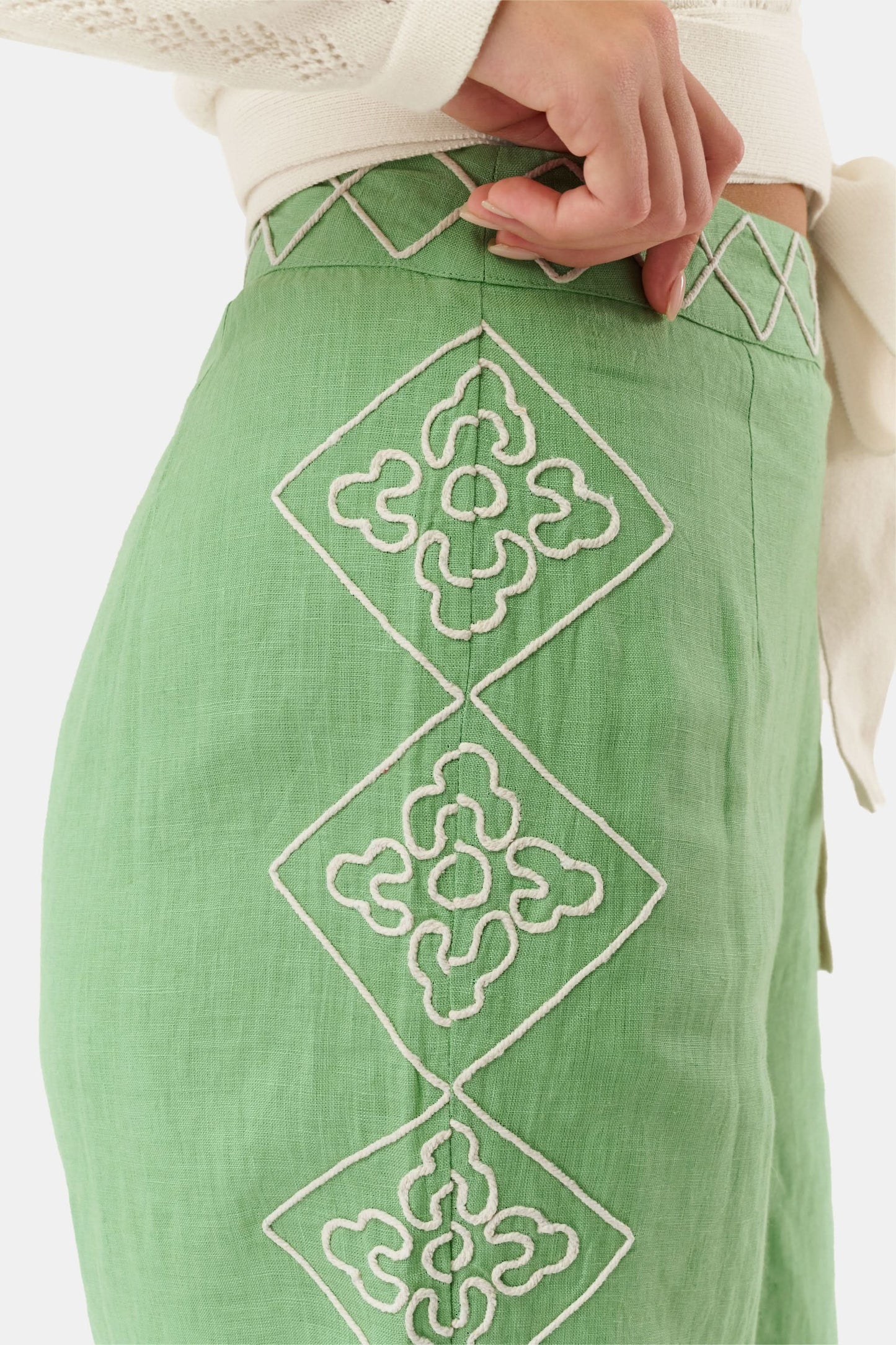 Roller Rabbit Green Corded Medallion Sorella Pants