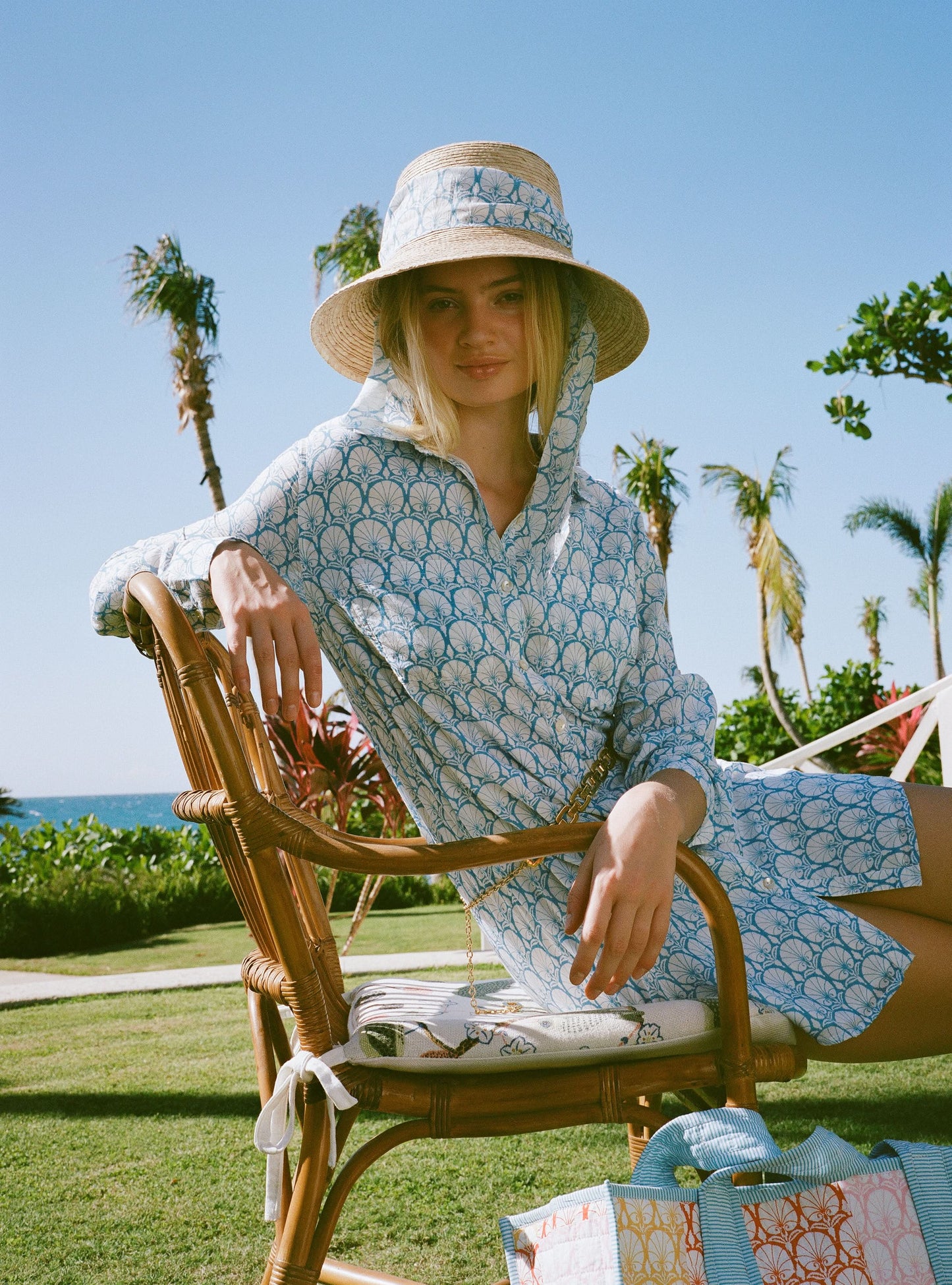 Roller Rabbit Blue Fan Geo Shirt Dress