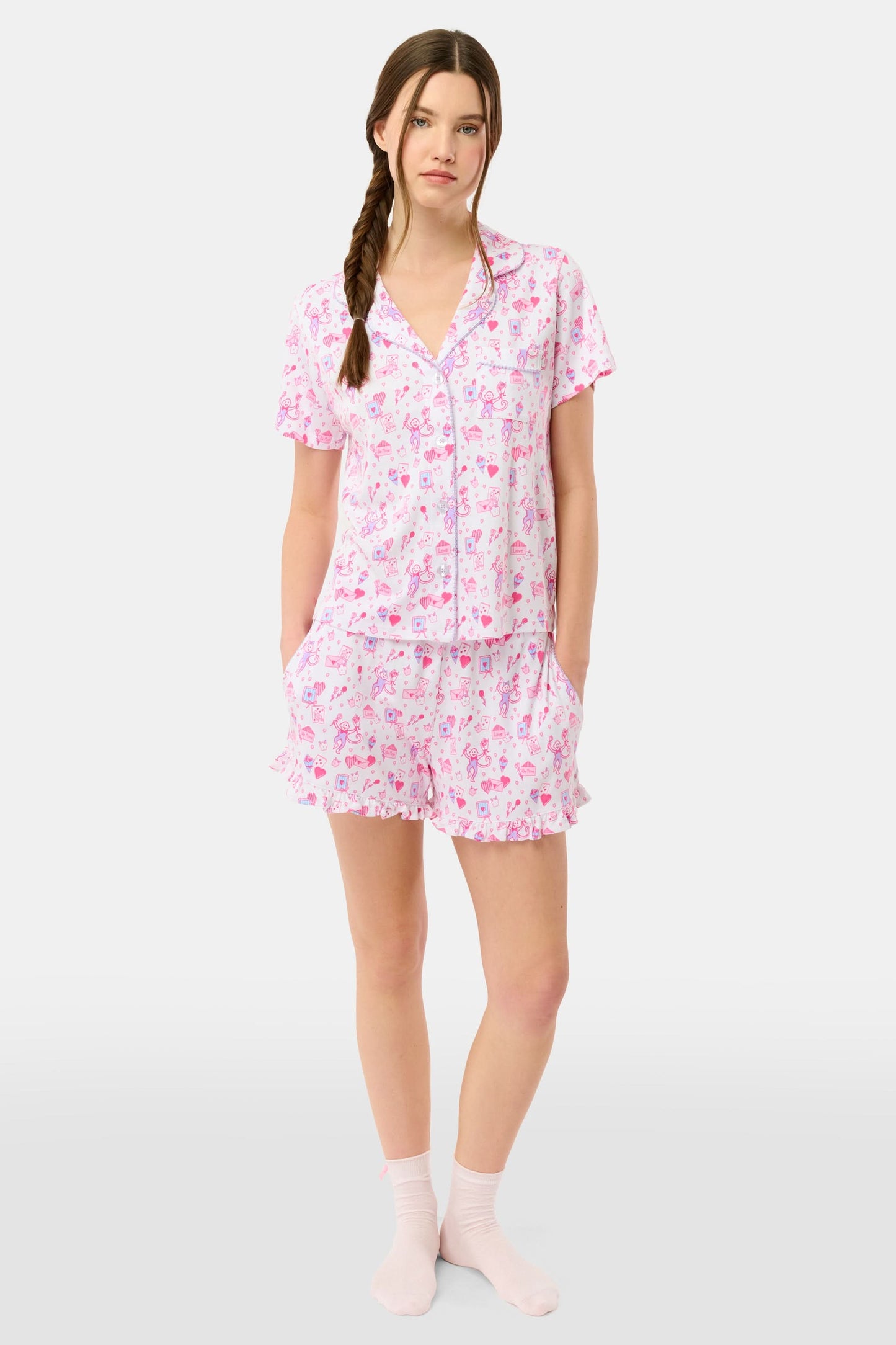 Roller Rabbit Pink Love Letters Wyatt Polo Pajamas