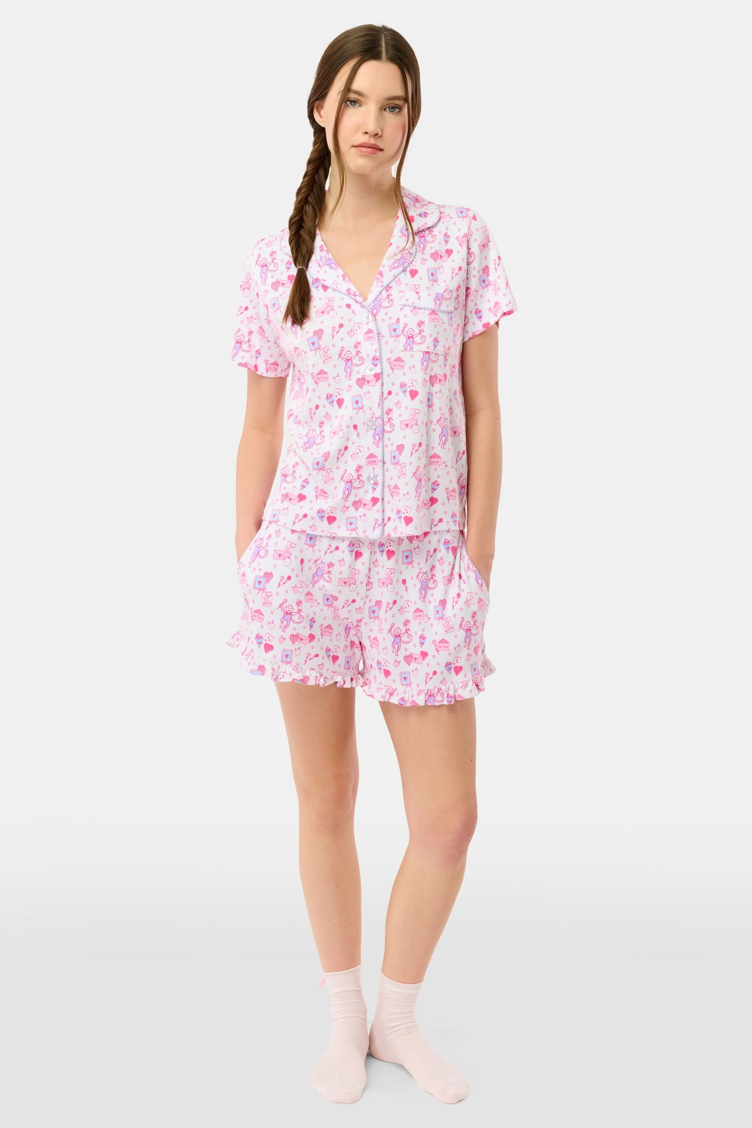 Roller Rabbit Pink Love Letters Wyatt Polo Pajamas