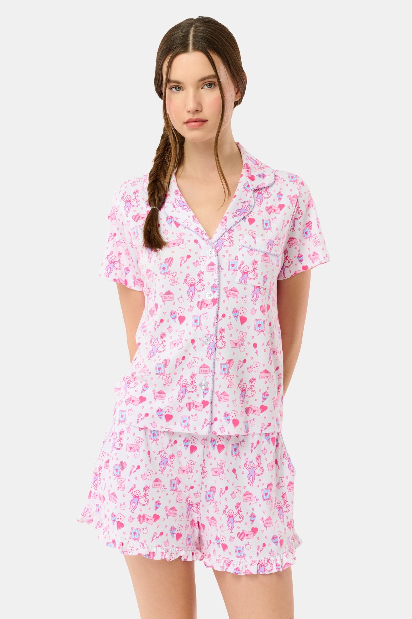 Roller Rabbit Pink Love Letters Wyatt Polo Pajamas