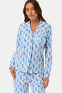Roller Rabbit Blue Romy Rabbit Long Sleeve Polo Pajamas