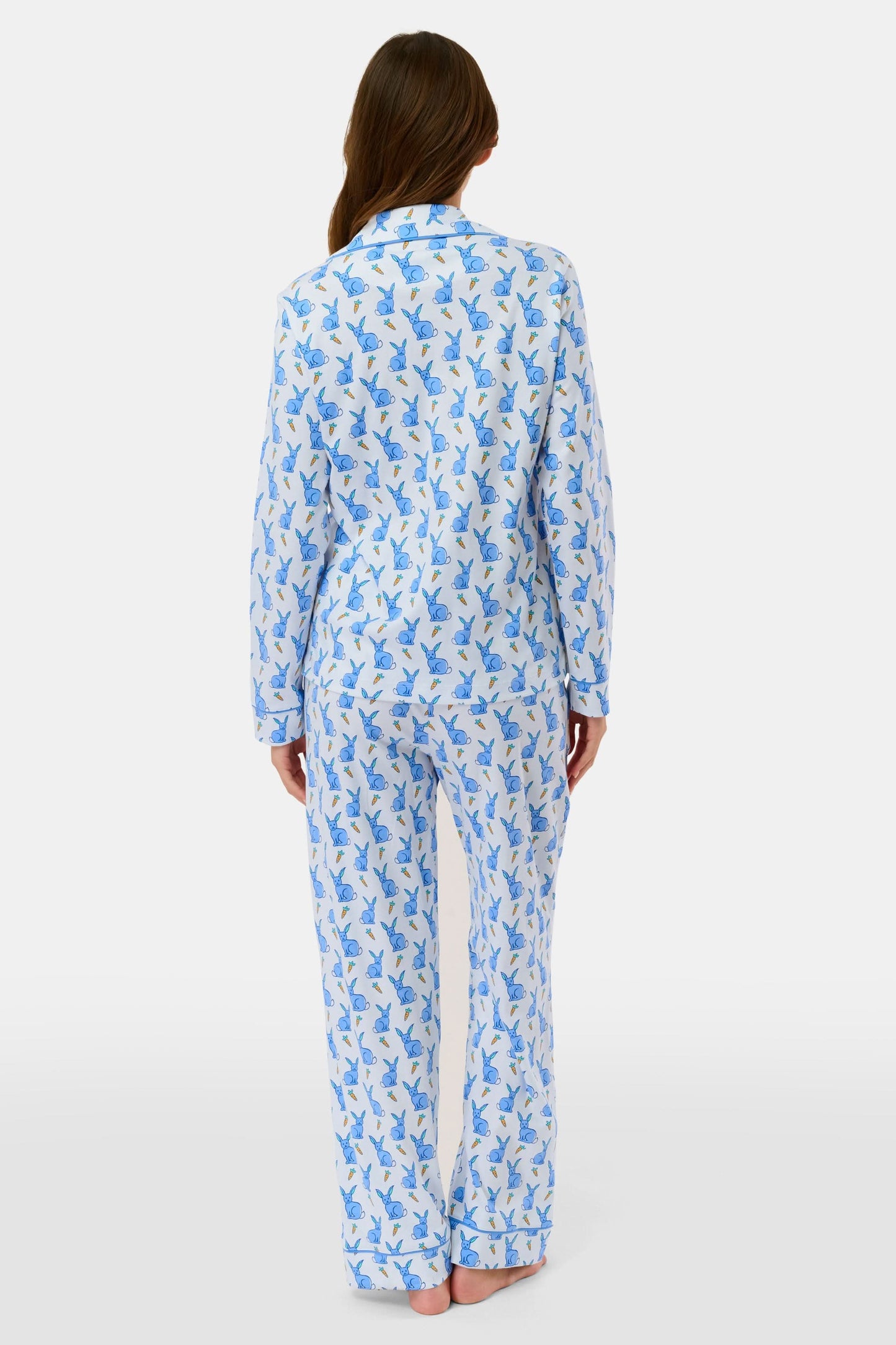 Roller Rabbit Blue Romy Rabbit Long Sleeve Polo Pajamas