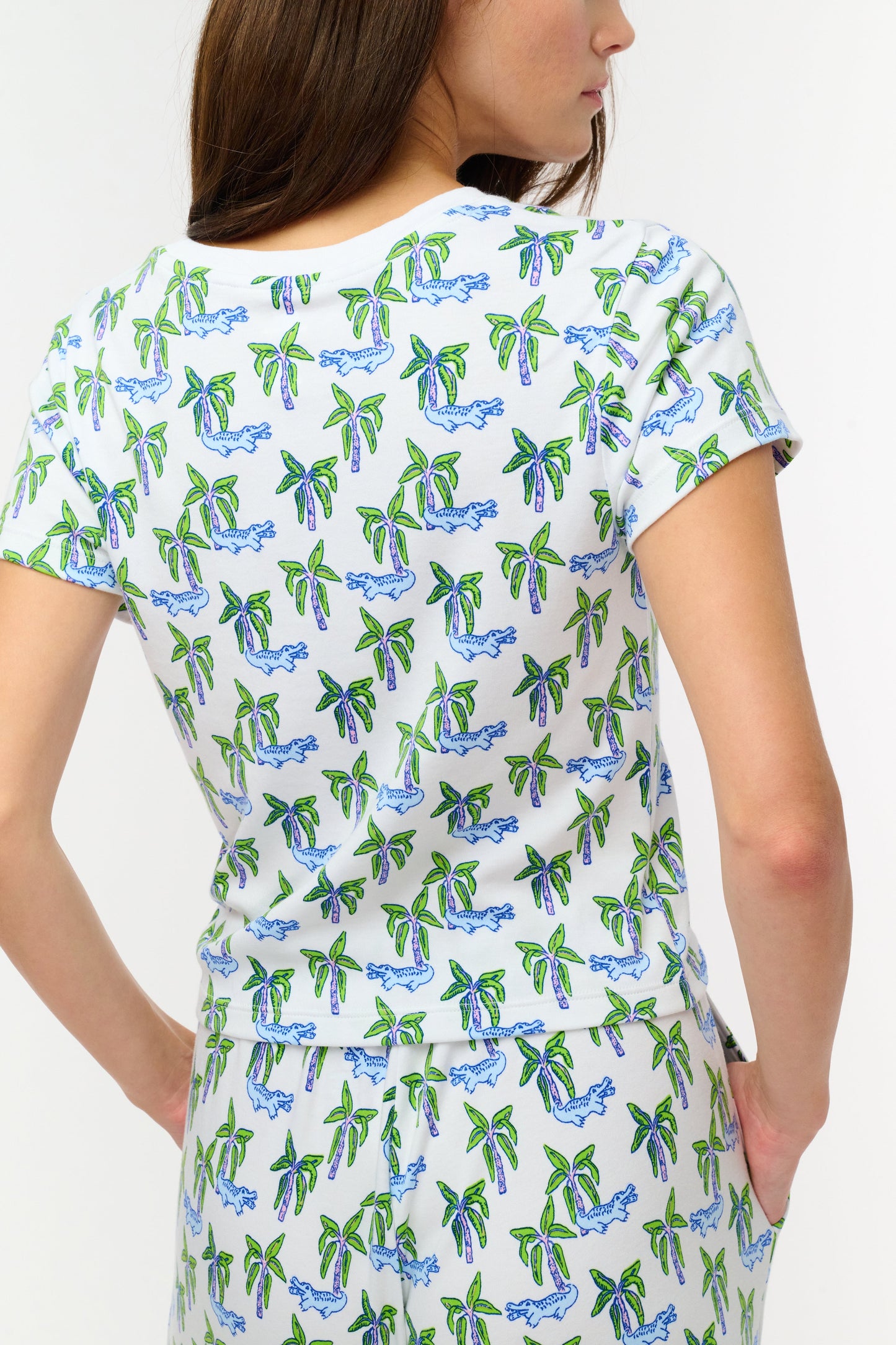Roller Rabbit Blue Snappy Palms Baby Tee