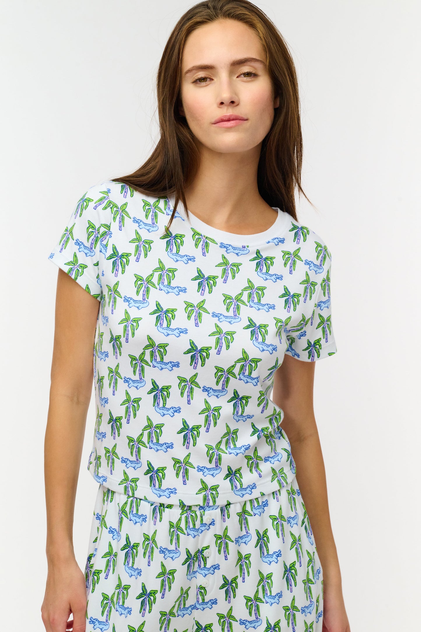 Roller Rabbit Blue Snappy Palms Baby Tee