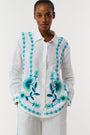 Roller Rabbit Teal Avallon Embroidery Boyfriend Shirt