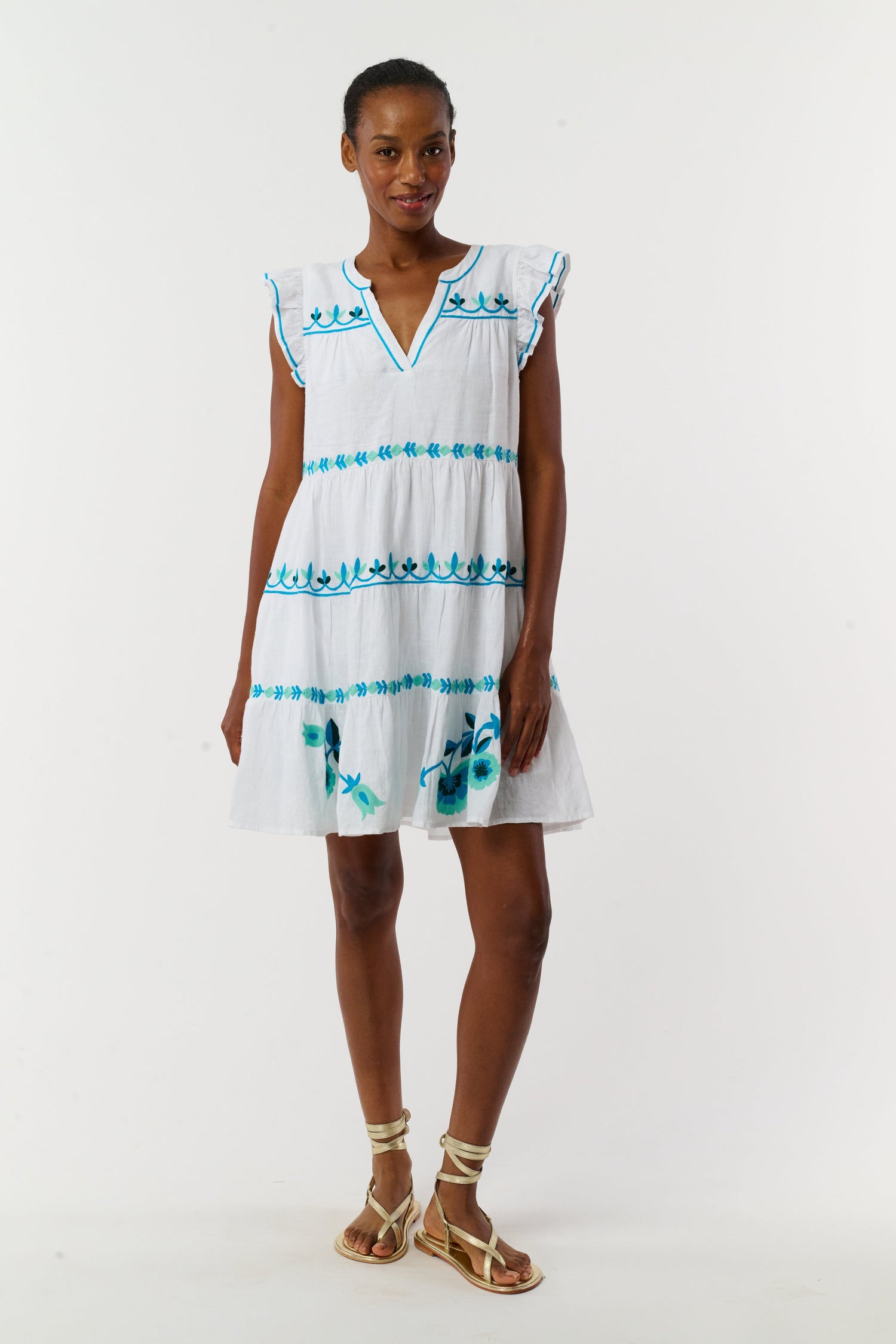 Roller Rabbit Teal Avallon Embroidery Pippa Dress