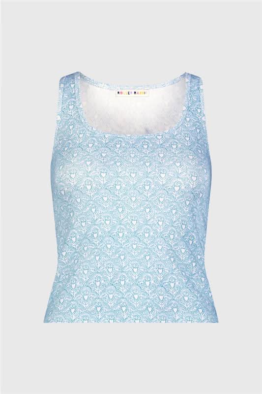 Roller Rabbit Light Blue Jemina Hearts Pointelle Astor Tank