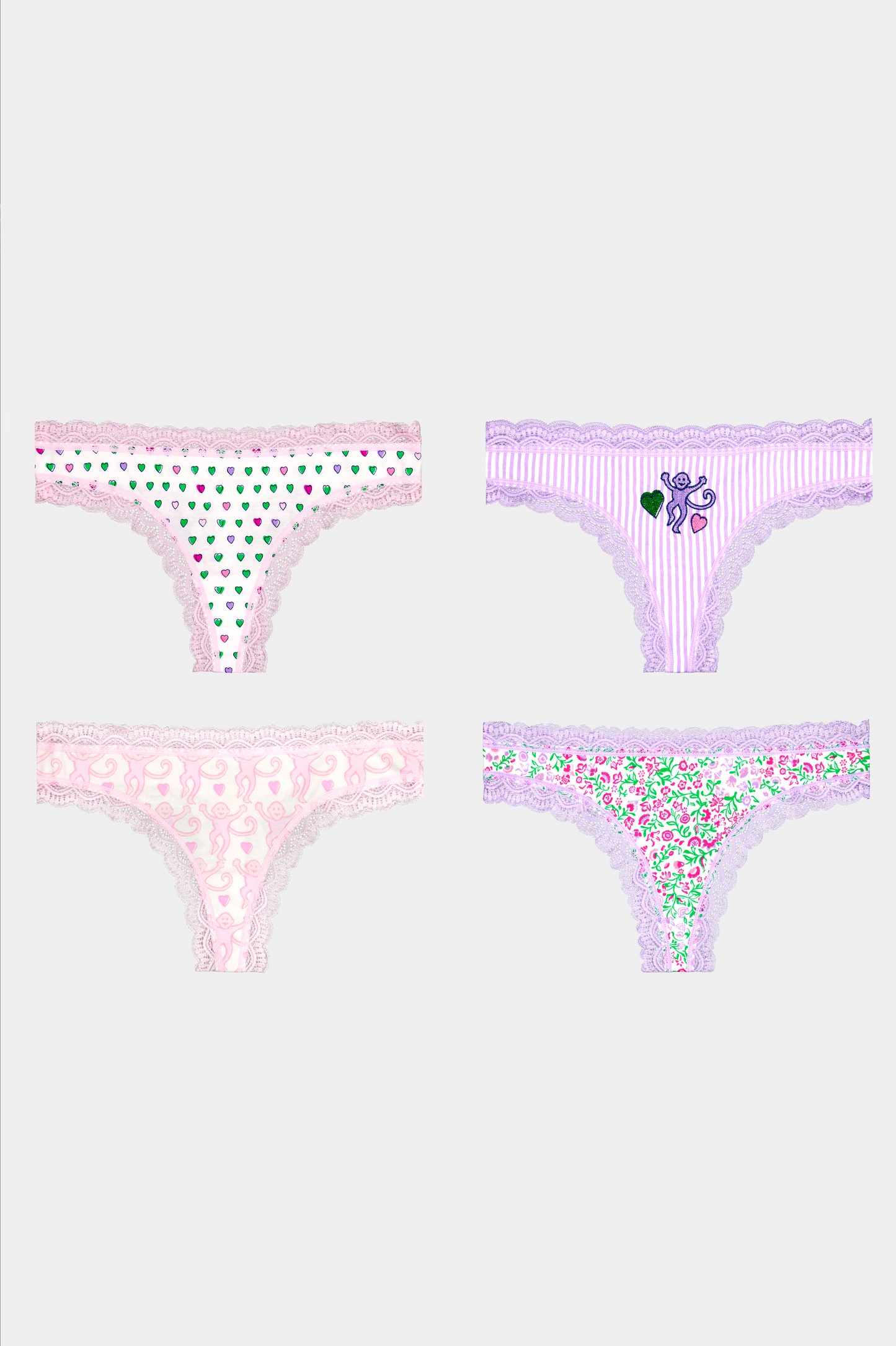 Roller Rabbit Mixed Icon Thong 4 Pack