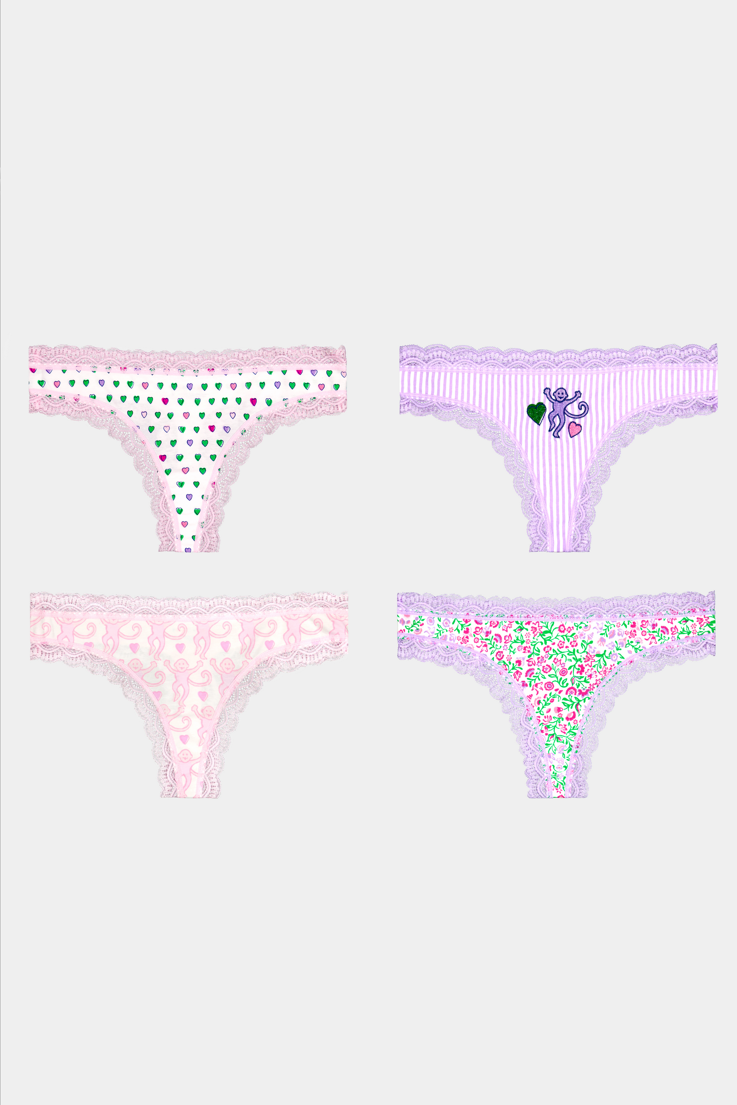 Roller Rabbit Mixed Icon Thong 4 Pack