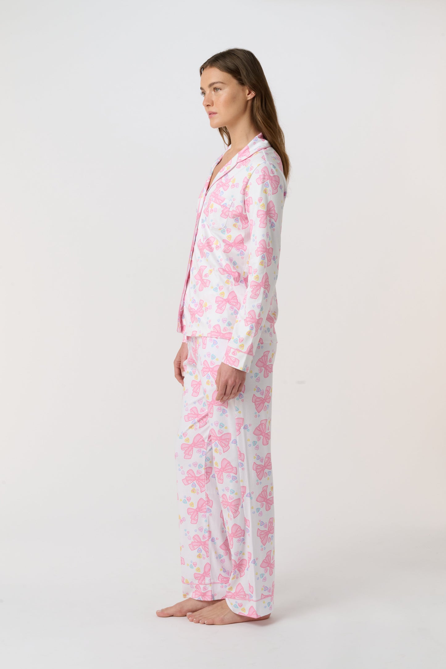 Roller Rabbit Pink Sugar Doily Beaux Long Sleeve Polo Pajamas