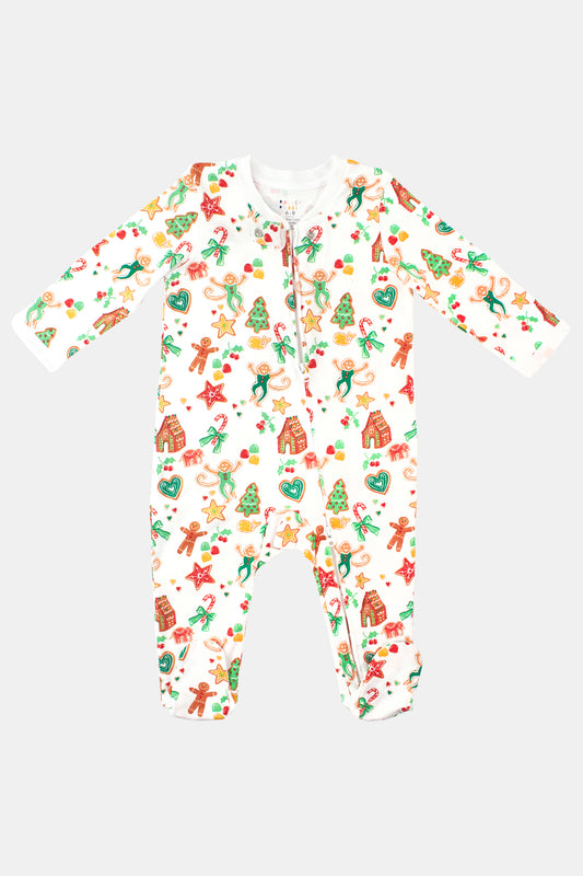 Infant Gingerbread Party Zipper Footie